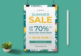 A summer sale flyer on a Full Color Flyers (Gloss Stock) 8.5x11 background.