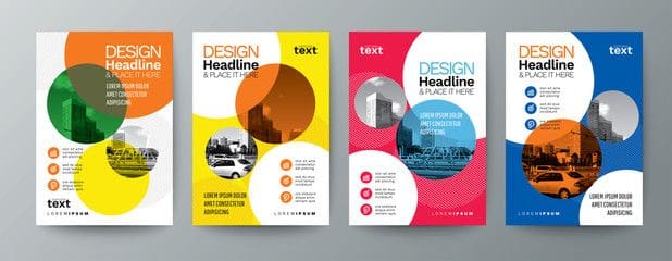 A set of Full Color Flyers with circles on them.