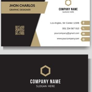 A business card with the company name and slogan