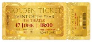 A golden ticket event of the year graphic design