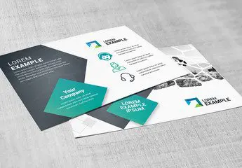 Two Visiting Cards in Teal White and Black Color