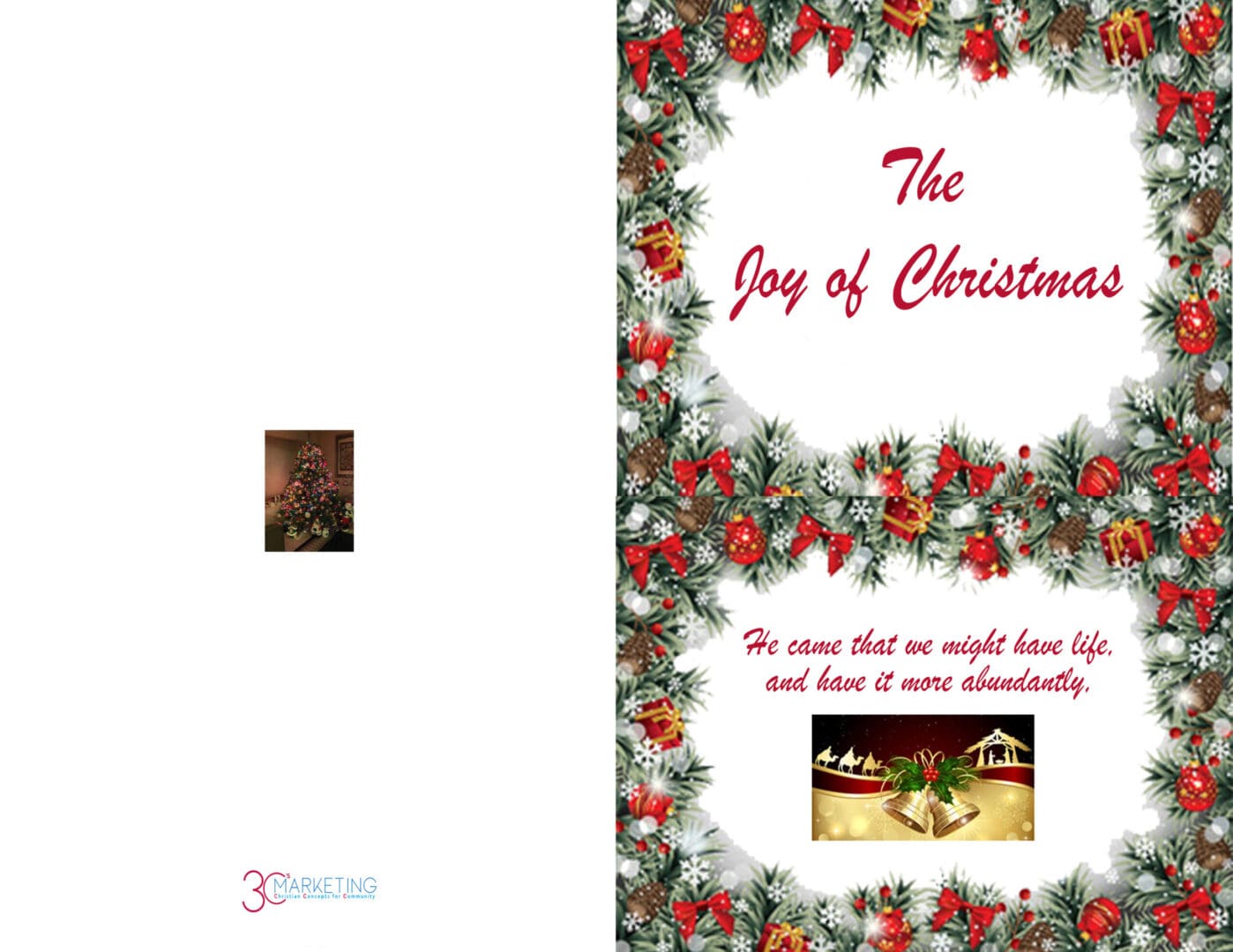 A Holiday Greeting Card with the words the joy of Christmas.